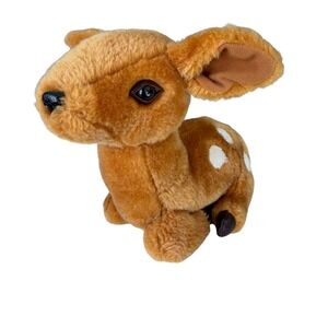 Vintage Fawn Deer Plush Cute Stuffed Baby Animal Toy Brown White Spots 10"